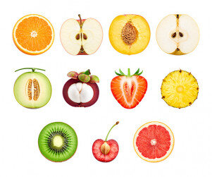 과일 단면(딸기,망고스틴,키위,파인애플,체리,자몽,복숭아,딸기,사과)