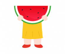 수박 먹는 여자아이 합성이미지