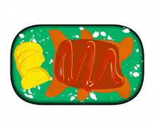 접시에 담긴 돈까스