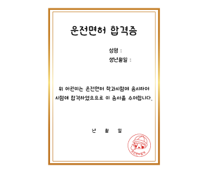 운전 면허 합격증