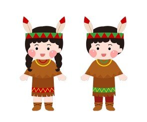 인디언 전통의상 입은 아이