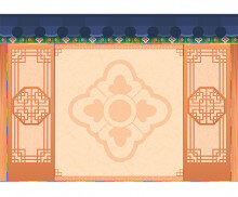 전통 기와와 창호 배경