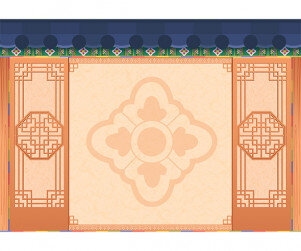 전통 기와와 창호 배경