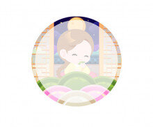 송편 먹는 아이 라벨(여아)