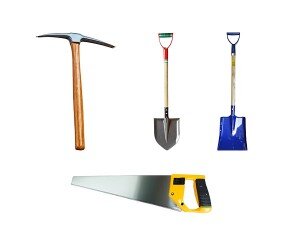 곡갱이, 삽, 톱