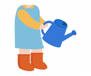 물뿌리개 뿌리는 아이 합성이미지