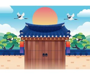 기와문 새해 배경