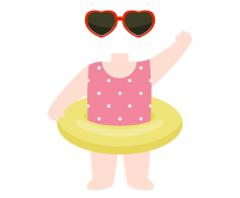 튜브 낀 여자아이