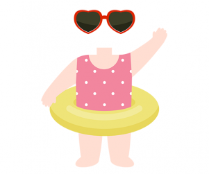 튜브 낀 여자아이