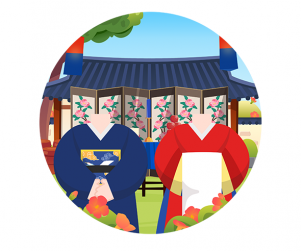 전통혼례 신랑 신부 합성 라벨